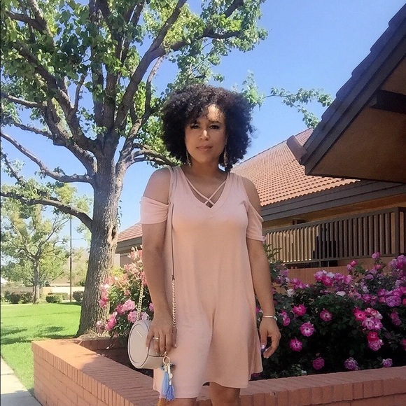 Nude criss-cross cold-shoulder dress, NWT - Picture 6 of 8